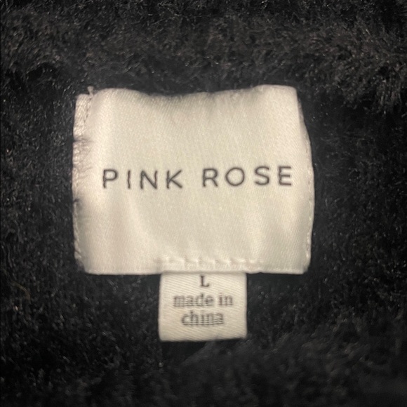 Pink Rose Black Fluffy Off-Shoulder Sweater - Picture 4 of 5